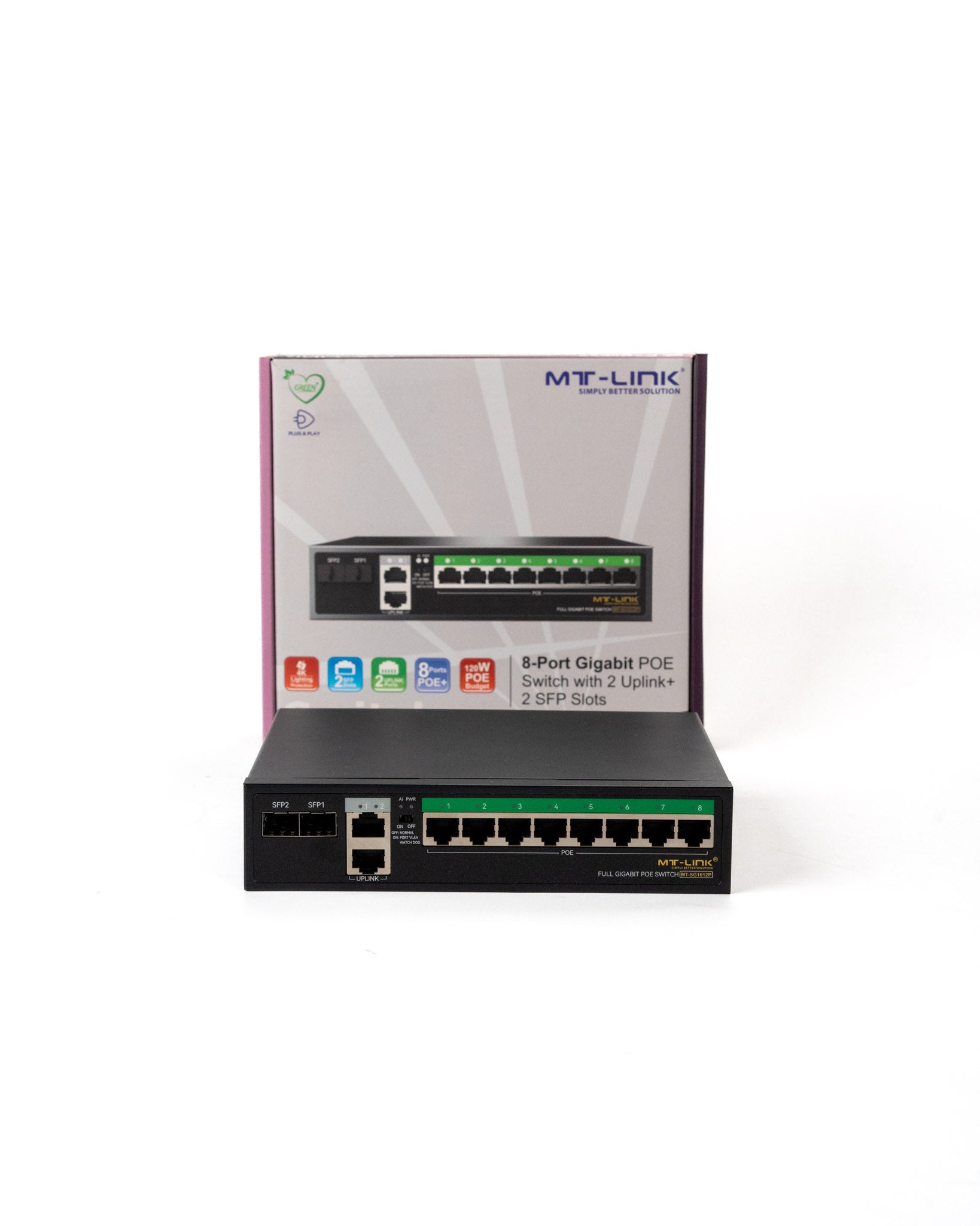 MT-SG1012PE 8POE+2GE+2SFP UPLINK GIGABIT POE Switch-1  Year Official Warranty