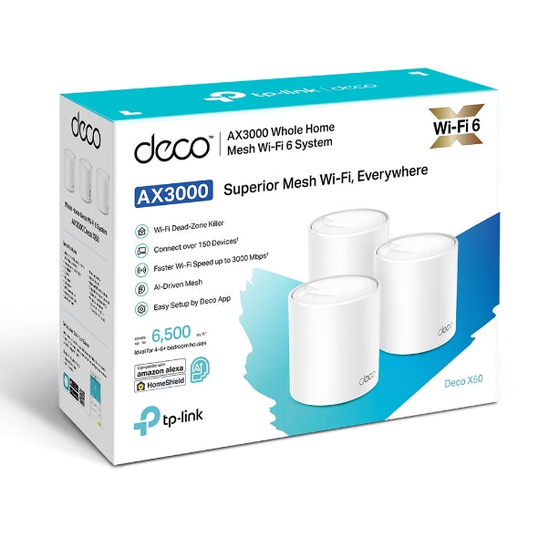Tp-Link Deco X50 (3 Pack) AX3000 Mesh WiFi 6 - 18 Months Official Warranty