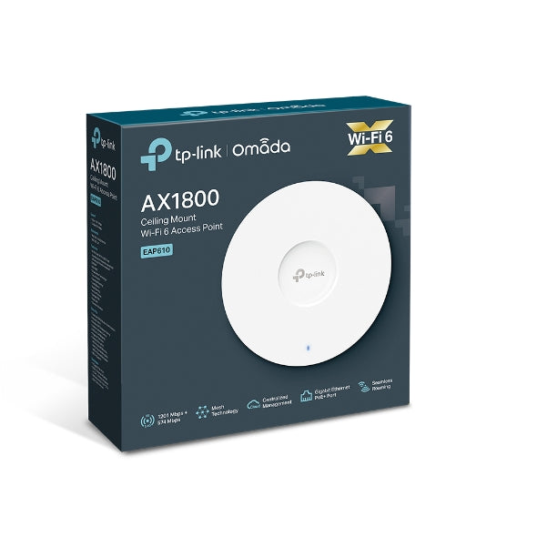 Omada EAP610 AX1800 Ceiling Mount WiFi 6 Access Point - 18 Months Official Warranty